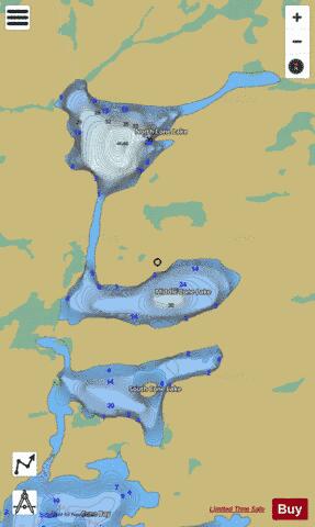 Middle Cone Lake + North Cone Lake + South Cone Lake depth contour Map - i-Boating App