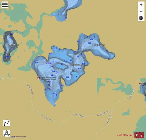 Lower Pigeon Lake depth contour Map - i-Boating App