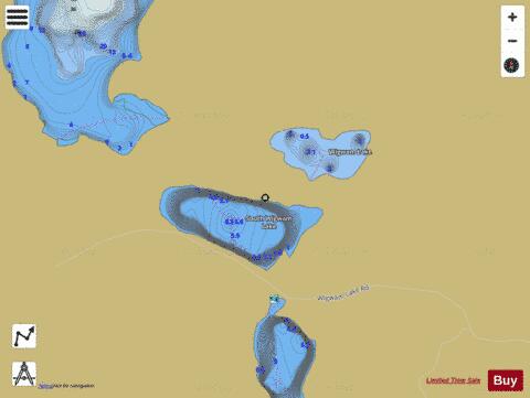 North Wigwam Lake + South Wigwam Lake depth contour Map - i-Boating App