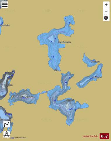 Faith Lake + Fish Lake + Gift Lake + Nawakwa Lake + Trust Lake depth contour Map - i-Boating App