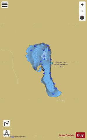 Eighteen Lake depth contour Map - i-Boating App