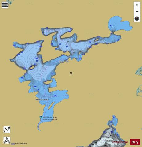 Wood Lake depth contour Map - i-Boating App