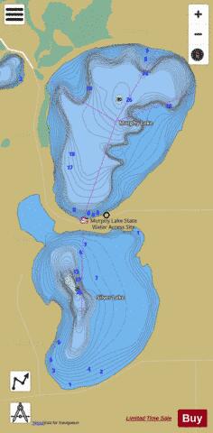 Murphy + Silver Lakes depth contour Map - i-Boating App