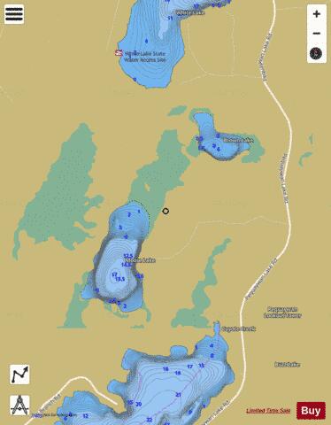 Brown Lake + Moose Lake depth contour Map - i-Boating App