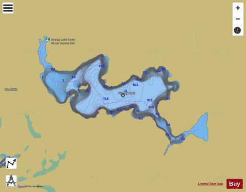 Grassey Lake depth contour Map - i-Boating App