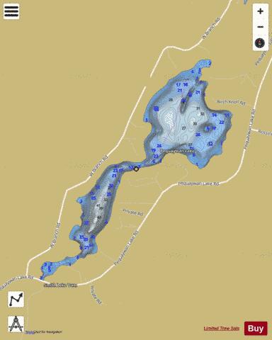 Pequaywan Lake depth contour Map - i-Boating App