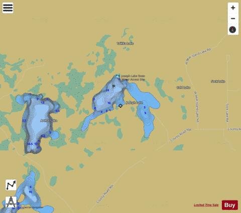 Joseph Lake depth contour Map - i-Boating App