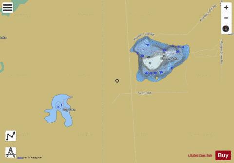 Bug Lake + Pioneer Lake depth contour Map - i-Boating App