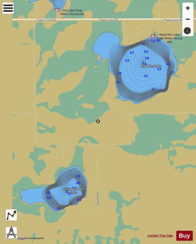 Little Mud Hen Lake + Mud Hen Lake depth contour Map - i-Boating App
