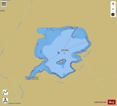 Lake Clara depth contour Map - i-Boating App