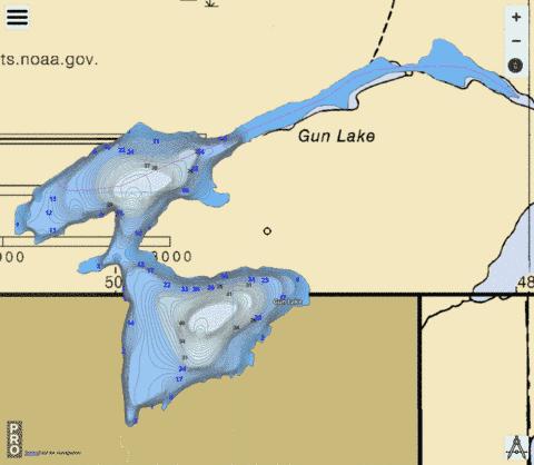 Lake Gun depth contour Map - i-Boating App