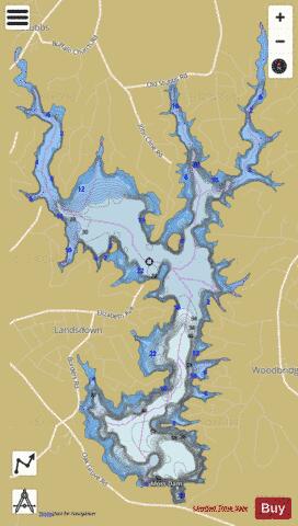 Kings Mountain Reservoir depth contour Map - i-Boating App