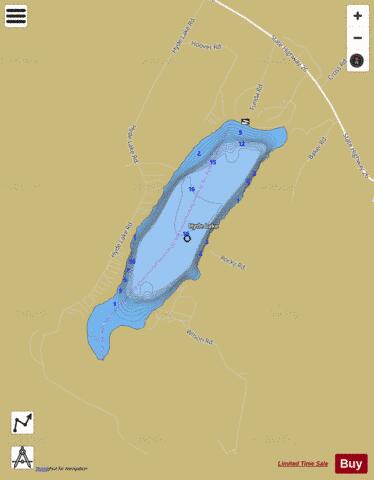 Hyde Lake depth contour Map - i-Boating App
