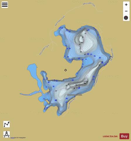 Massawepie Lake depth contour Map - i-Boating App