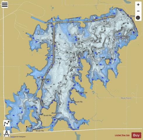 Sooner Lake depth contour Map - i-Boating App