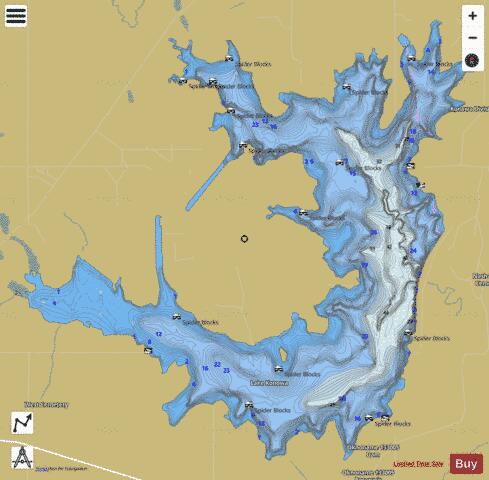 Lake Konawa depth contour Map - i-Boating App