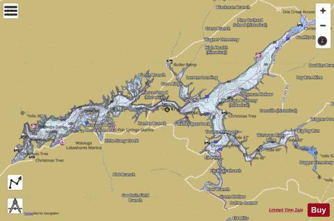 Watauga Lake depth contour Map - i-Boating App