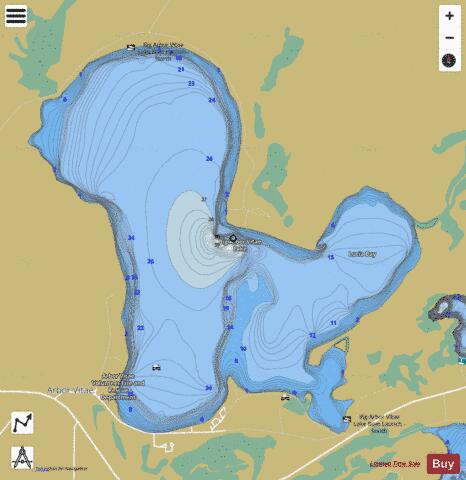 Big Arbor Vitae Lake depth contour Map - i-Boating App