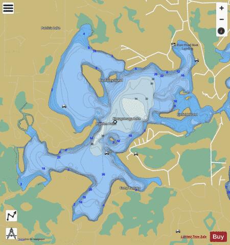 Kawaguesaga Lake depth contour Map - i-Boating App