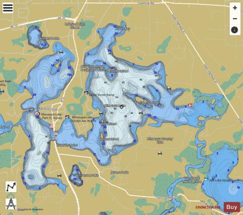 Minocqua Lake depth contour Map - i-Boating App