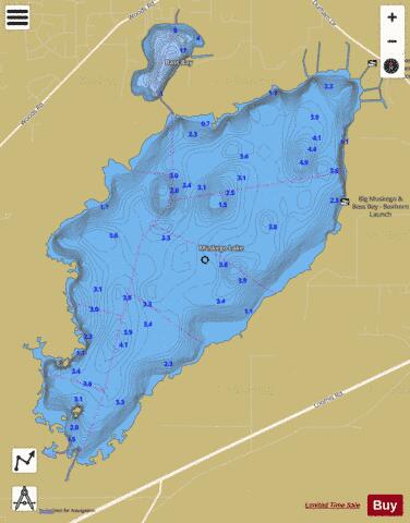 Muskego Lake depth contour Map - i-Boating App