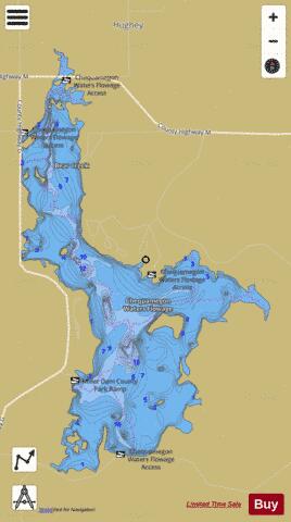 Chequamegon Waters Flowage depth contour Map - i-Boating App