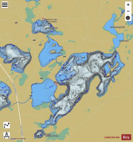 Upper Eau Claire Lake depth contour Map - i-Boating App