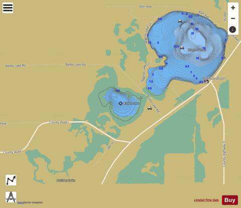 Barbo Lake depth contour Map - i-Boating App
