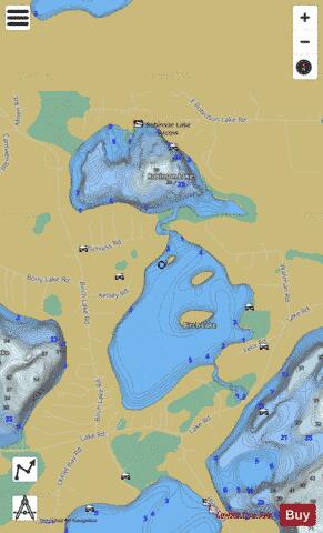 Birch Lake + Robinson Lake depth contour Map - i-Boating App