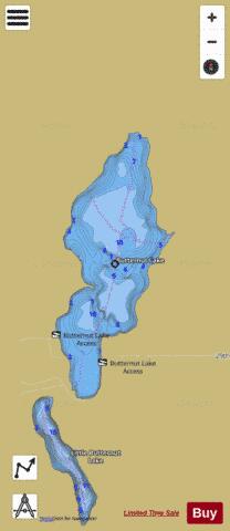 Butternut Lake B depth contour Map - i-Boating App