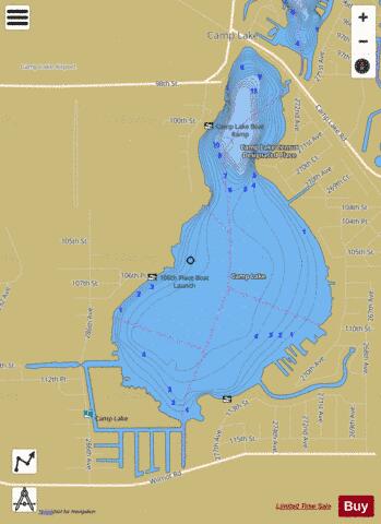 Camp Lake depth contour Map - i-Boating App