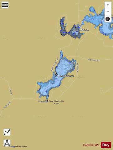 Deep Wood Lake depth contour Map - i-Boating App