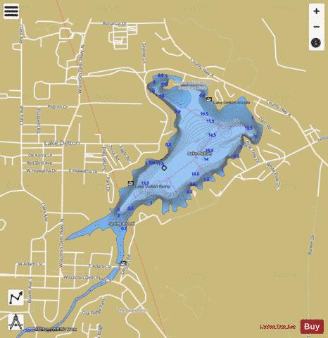 Delton Lake depth contour Map - i-Boating App