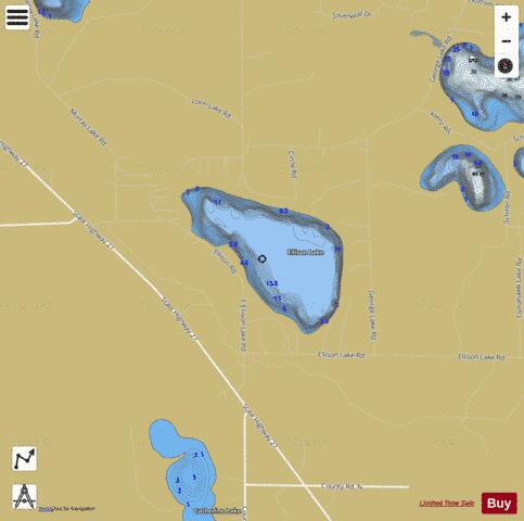 Ellison Lake depth contour Map - i-Boating App