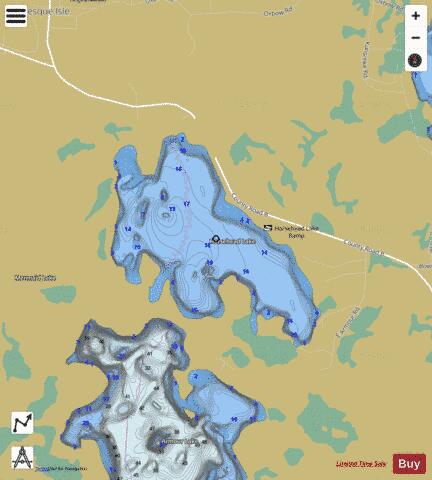 Horsehead Lake B depth contour Map - i-Boating App