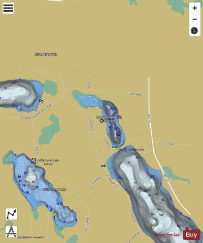 Kidney Lake depth contour Map - i-Boating App