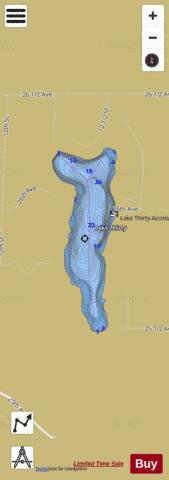 Lake Thirty depth contour Map - i-Boating App