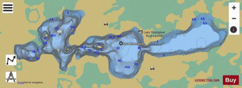 Lake Thompson depth contour Map - i-Boating App
