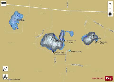 Lindquist Lake depth contour Map - i-Boating App