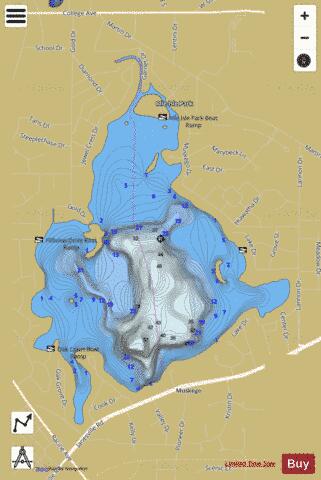 Little Muskego Lake depth contour Map - i-Boating App