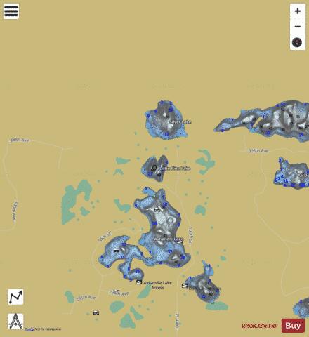 Little Pine Lake depth contour Map - i-Boating App