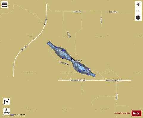 Long Lake S depth contour Map - i-Boating App