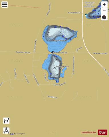 Lower Genesee Lake depth contour Map - i-Boating App