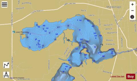 Lower Phantom Lake depth contour Map - i-Boating App