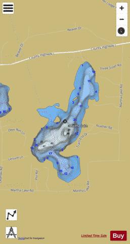 Martha Lake depth contour Map - i-Boating App