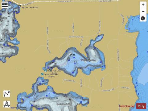 North Two Lakes depth contour Map - i-Boating App