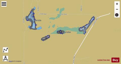 Oliver Lakes depth contour Map - i-Boating App