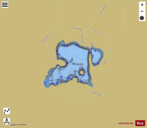 Pine Lake D depth contour Map - i-Boating App