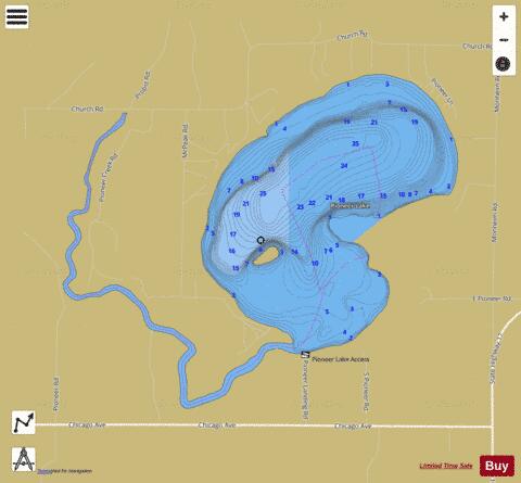 Pioneer Lake depth contour Map - i-Boating App