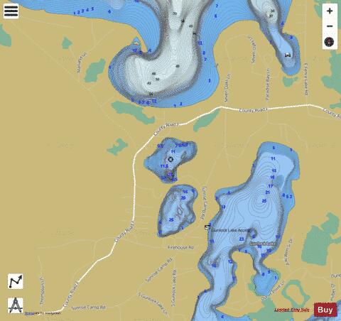 Placid Twin (North) Lake depth contour Map - i-Boating App